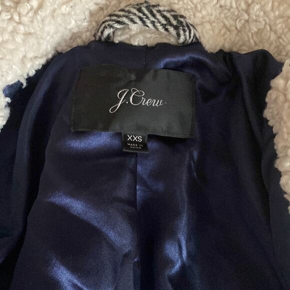 J. Crew Oversized Herringbone Sherpa Moto Jacket Size XXS - Picture 5 of 7